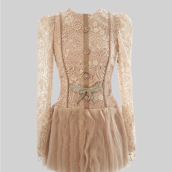 Sierra Darien Dresses & Skirts - NWT Sierra Darien Elegant Lace Long Sleeve Dress in Cream M